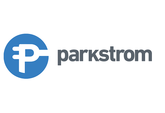 Blaues Logo von Parkstrom auf einem weißen Hintergrund